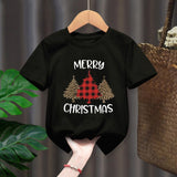 Funny Penguin Graphic Girls Casual Tops Tee Kids Black Tshirts Boys Merry Christmas New Fashion Short Sleeve Children T-shirt