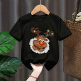 Funny Penguin Graphic Girls Casual Tops Tee Kids Black Tshirts Boys Merry Christmas New Fashion Short Sleeve Children T-shirt