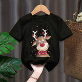 Funny Penguin Graphic Girls Casual Tops Tee Kids Black Tshirts Boys Merry Christmas New Fashion Short Sleeve Children T-shirt