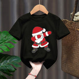 Funny Penguin Graphic Girls Casual Tops Tee Kids Black Tshirts Boys Merry Christmas New Fashion Short Sleeve Children T-shirt