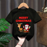 Funny Penguin Graphic Girls Casual Tops Tee Kids Black Tshirts Boys Merry Christmas New Fashion Short Sleeve Children T-shirt