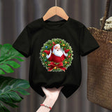 Funny Penguin Graphic Girls Casual Tops Tee Kids Black Tshirts Boys Merry Christmas New Fashion Short Sleeve Children T-shirt