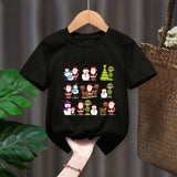 Funny Penguin Graphic Girls Casual Tops Tee Kids Black Tshirts Boys Merry Christmas New Fashion Short Sleeve Children T-shirt
