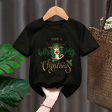 Funny Penguin Graphic Girls Casual Tops Tee Kids Black Tshirts Boys Merry Christmas New Fashion Short Sleeve Children T-shirt