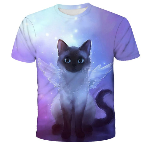 New 2021 Kids T-Shirts 3D Printed Cat Cute Tee Animal Short Sleeve Summer Tops Children Clothes Boys/Girls Lovely Child Shirt