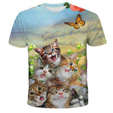 New 2021 Kids T-Shirts 3D Printed Cat Cute Tee Animal Short Sleeve Summer Tops Children Clothes Boys/Girls Lovely Child Shirt