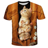 New 2021 Kids T-Shirts 3D Printed Cat Cute Tee Animal Short Sleeve Summer Tops Children Clothes Boys/Girls Lovely Child Shirt