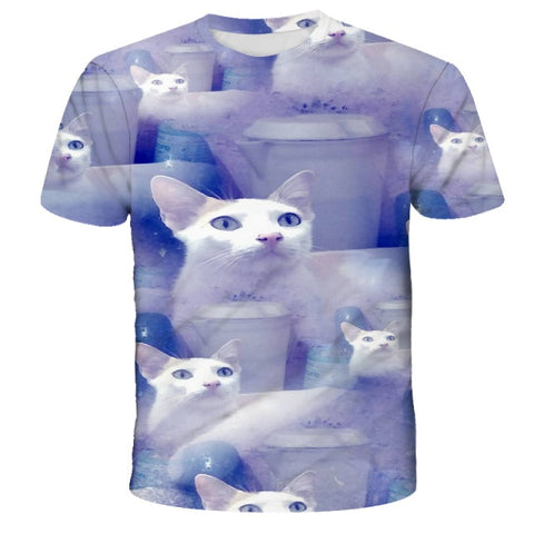 New 2021 Kids T-Shirts 3D Printed Cat Cute Tee Animal Short Sleeve Summer Tops Children Clothes Boys/Girls Lovely Child Shirt
