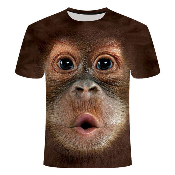 T-shirts 3D Boy Girl Clothes 2021 Summer Printed Animal Monkey T-shirt Short Sleeve Funny Design Casual Top teenagers Kids Tees