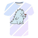 3D Cartoon Dinosaur Kids T-Shirt Cute Dinosaur Boys Girls Tops 3D kPrinted Cartoon Tee Summer Short Sleeve Children Cloth 4-14T