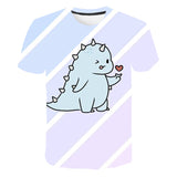 3D Cartoon Dinosaur Kids T-Shirt Cute Dinosaur Boys Girls Tops 3D kPrinted Cartoon Tee Summer Short Sleeve Children Cloth 4-14T