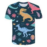 3D Cartoon Dinosaur Kids T-Shirt Cute Dinosaur Boys Girls Tops 3D kPrinted Cartoon Tee Summer Short Sleeve Children Cloth 4-14T