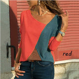 Casual Color Block Patchwork Womens Tops and Blouses Harajuku Plus Size Shirt Female Blouse Streetwear Blusa Feminina SJ923M