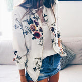 4XL 5XL Big Size Women Short Jacket Retro Floral Printed Long Sleeve Zipper Bomber Jackets Autumn Coat Female Biker Outwear Tops