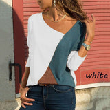 Casual Color Block Patchwork Womens Tops and Blouses Harajuku Plus Size Shirt Female Blouse Streetwear Blusa Feminina SJ923M